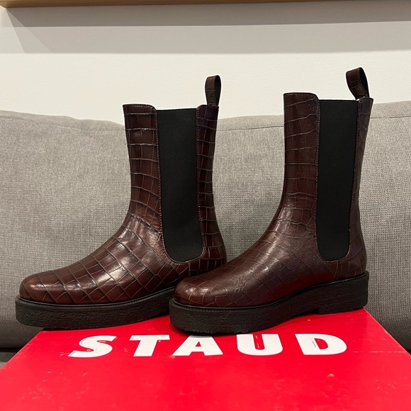 Staud Palamino Boot in Mahogany Croc - Picture 4 of 6